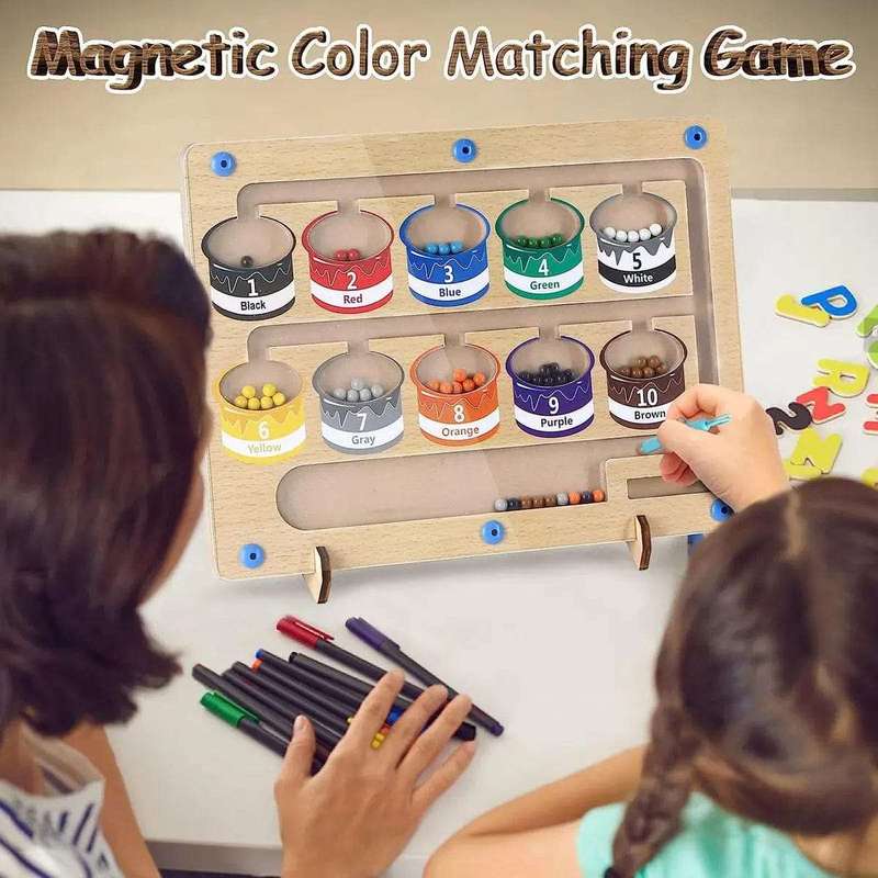 Magnetic Color & Number Maze Wooden Toddler Toys