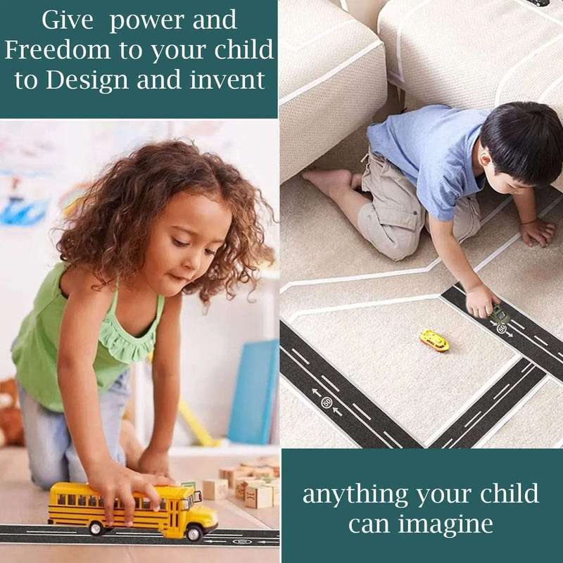 2 Pack Play Road Tape Set With Metal Toy Cars