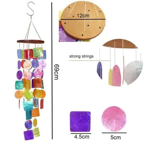 Capiz Seashells Rainbow Wind Chime- Handmade