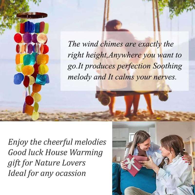 Capiz Seashells Rainbow Wind Chime- Handmade