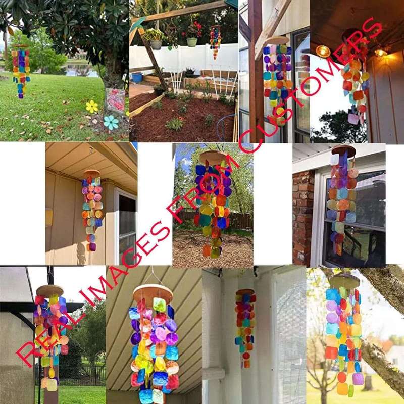 Capiz Seashells Rainbow Wind Chime- Handmade