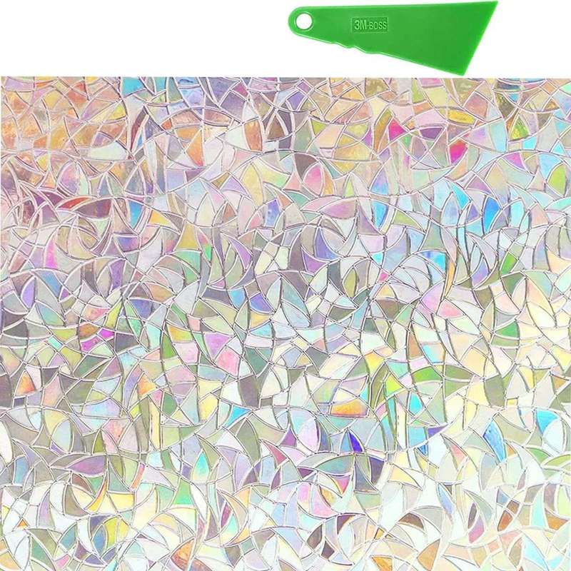 60x200cm Peel & Stick 3D Rainbow Window Film
