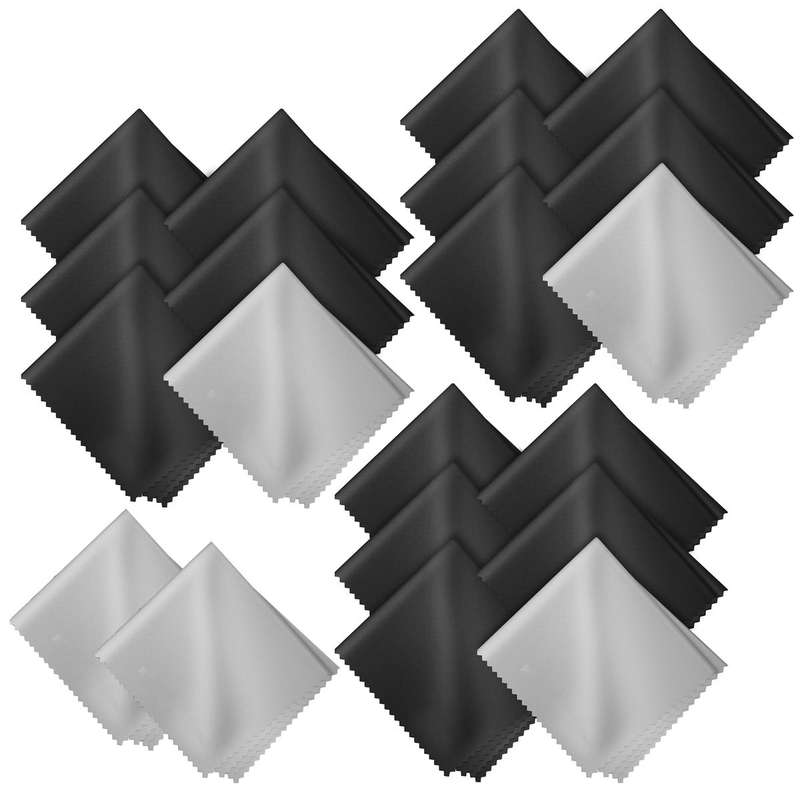20 Pack Microfiber Eyeglasses Lens& Screen Cleaning Cloth-Black & Grey