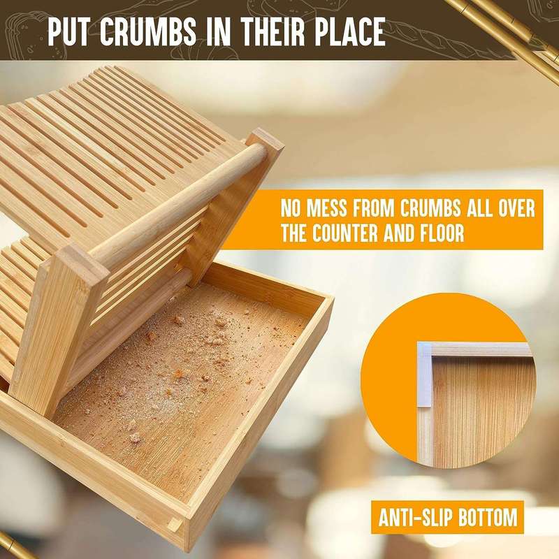 Bamboo Bread Slicer Set With Knife -Foldable