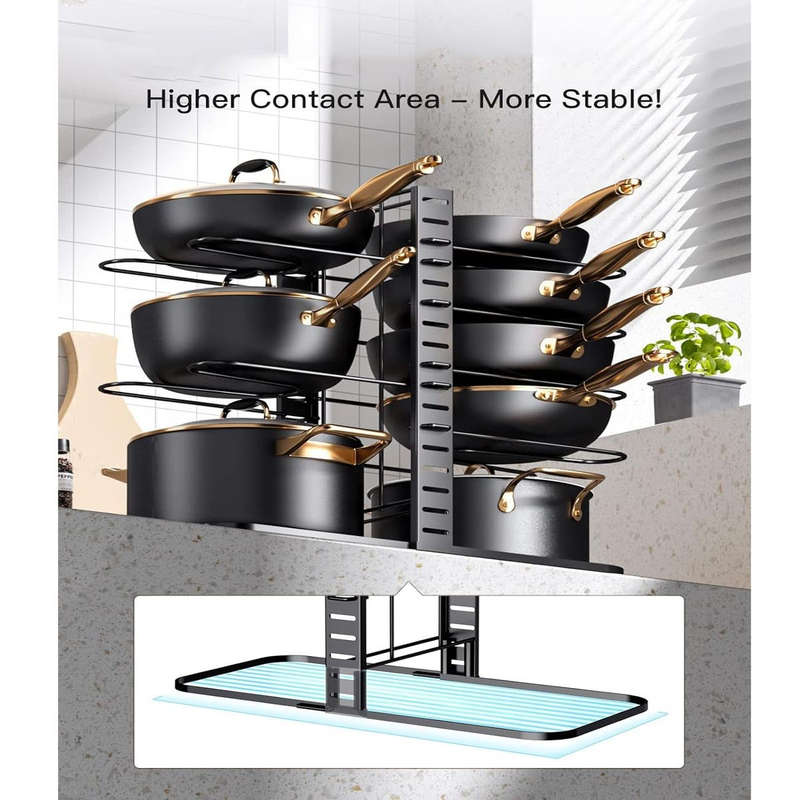 8 Tier Pot And Pan Organiser Rack Adjustable Under Or In Cabinet- 3 Methods