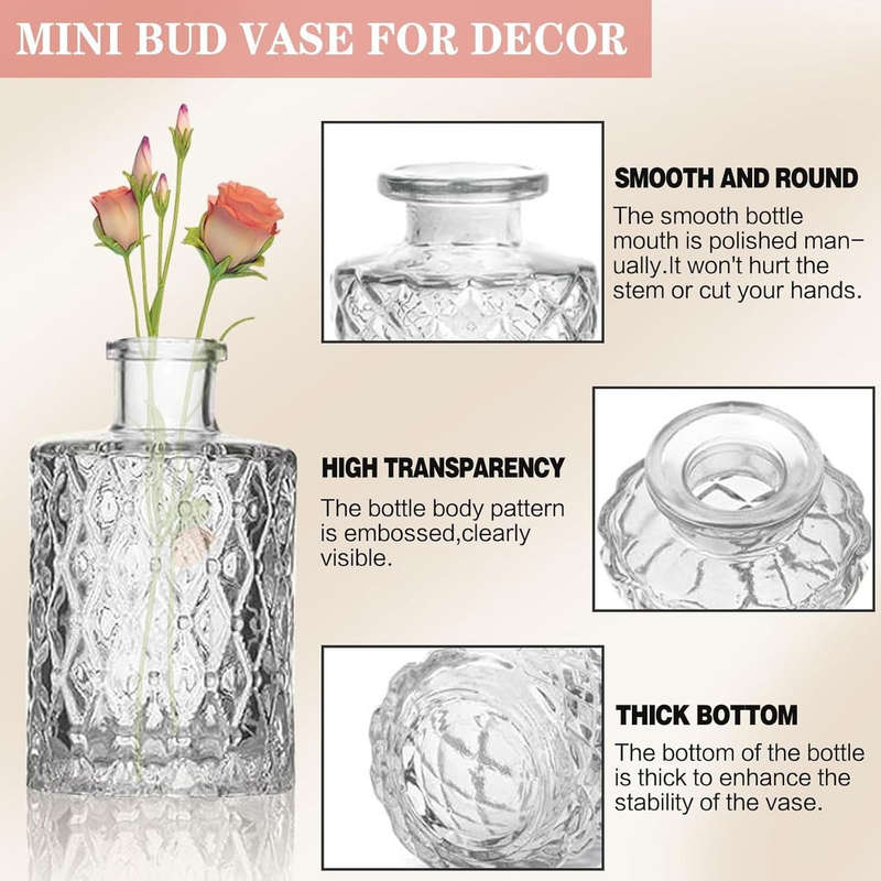 Cart in Mart Vintage Glass Bud Small Vase Set For Flower Home Wedding Decor - 15 Pack