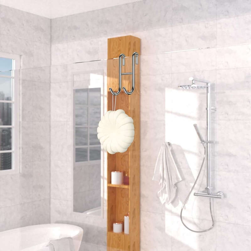 Shower Door Towel Hooks Bathroom No Drill Over Glass-Multipurpose - Pack of 2