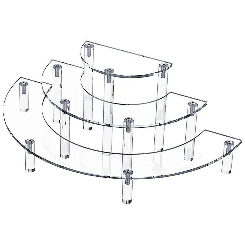 3 Tier Clear Acrylic Display Riser Stand Perfume Cupcake Organiser-Crescent - 2 Pack