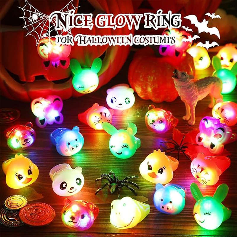 30 Pack LED Light Up Bumpy Rings Glow in The Dark Kids Party Favor Supplies