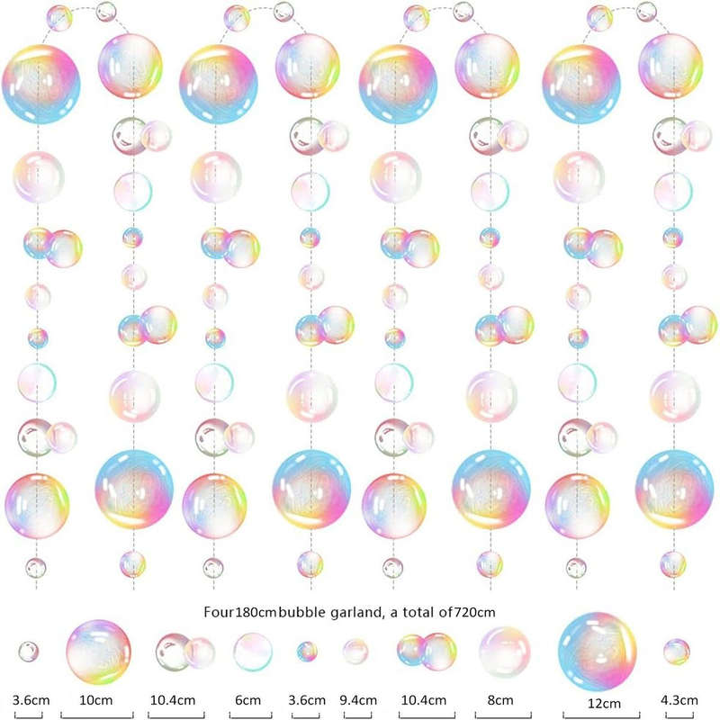 4 Pack Mermaid Party Decoration Transparent Hanging Streamer Bubble Garland