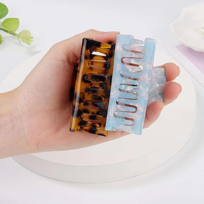 8 Pack Hair Claw Clips For Women Girls Fashion Tortoise Barrettes Rectangle