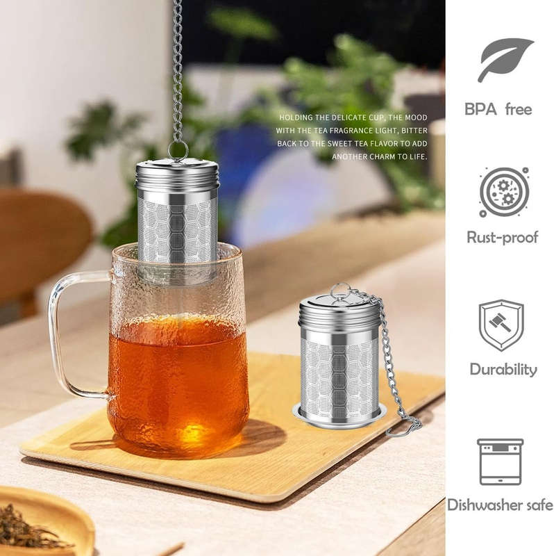 Stainless Steel Tea Strainers for Loose Tea Leaf, Mesh Tea Infuser - 2 Pack