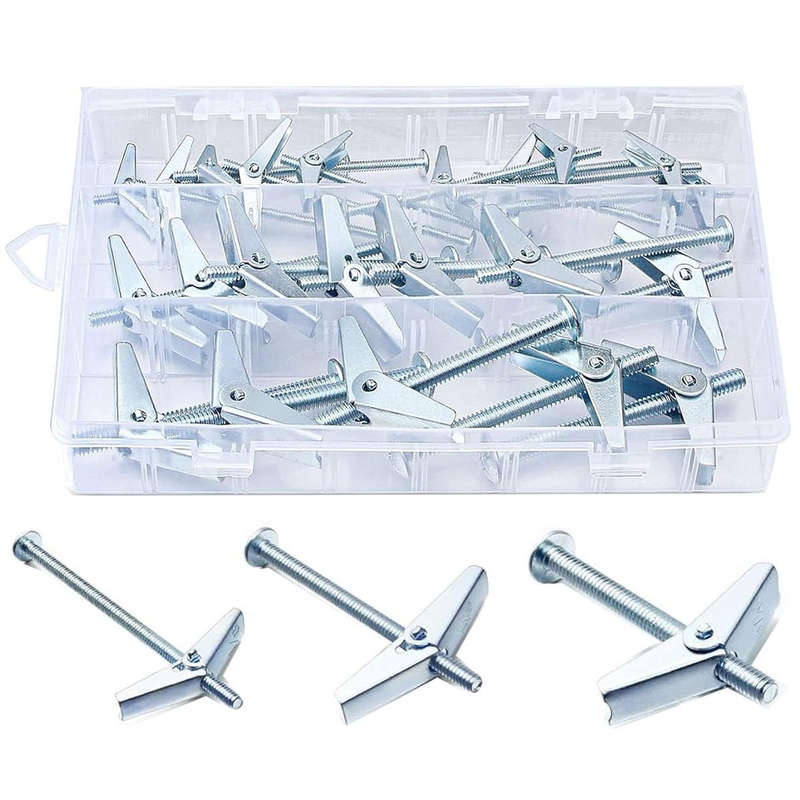 28 Piece Toggle Bolts & Nut Kit Drywall Butterfly Anchors- 3 Size 3,6,5mm
