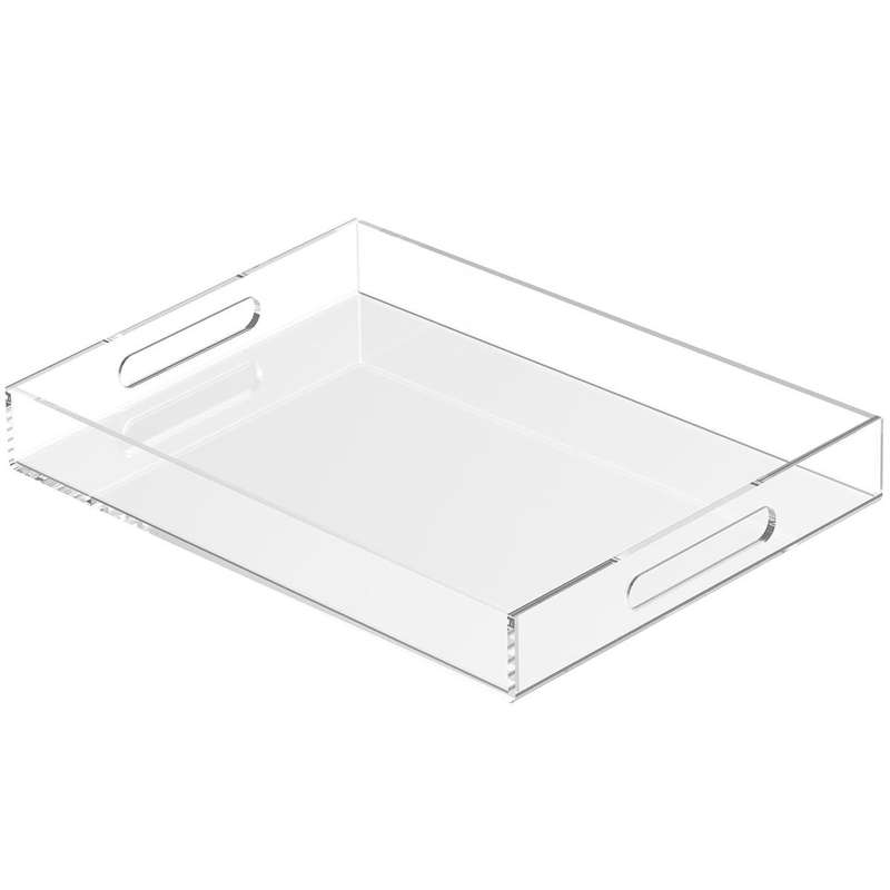 Large Acrylic Serving Tray With Handles - Table Countertop Organiser Decor Clear
