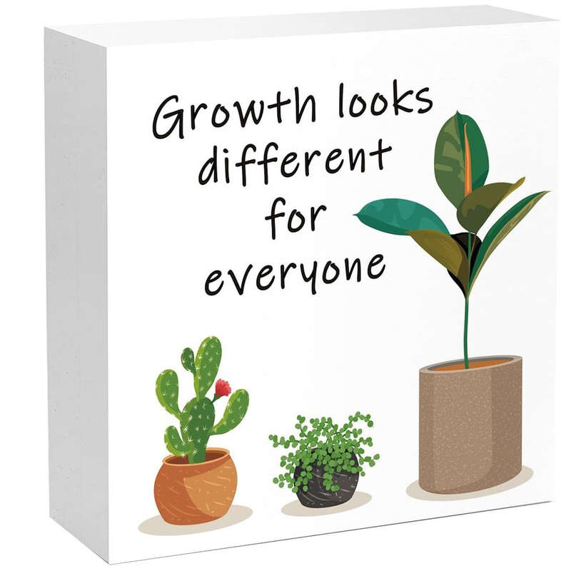 Wooden Box Decorative Sign Gift For Men Home Office- Growth Look Different