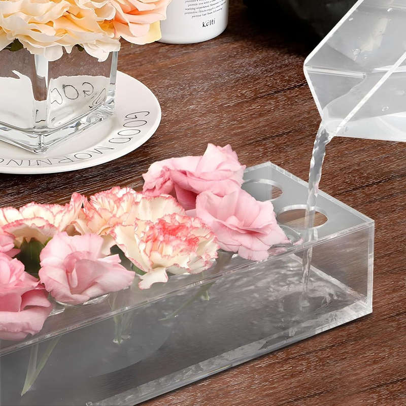 2 Pack Clear Acrylic Flower Vase With 16 Holes For Home Wedding Decor
