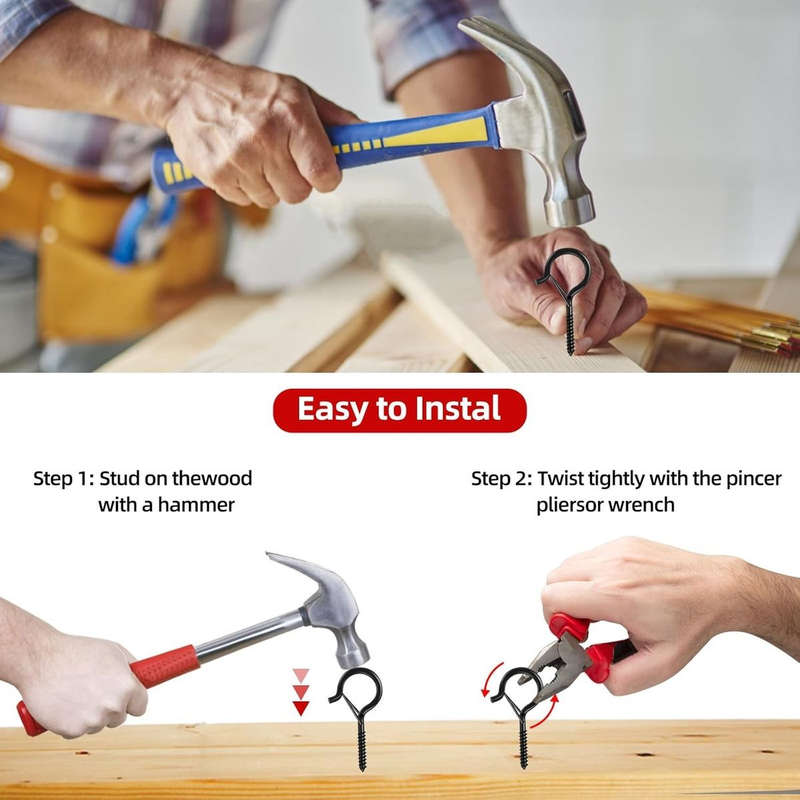 20 Piece Q Hanger Hooks With Safety Buckle Hanging Screw-5.6cm Multipurpose