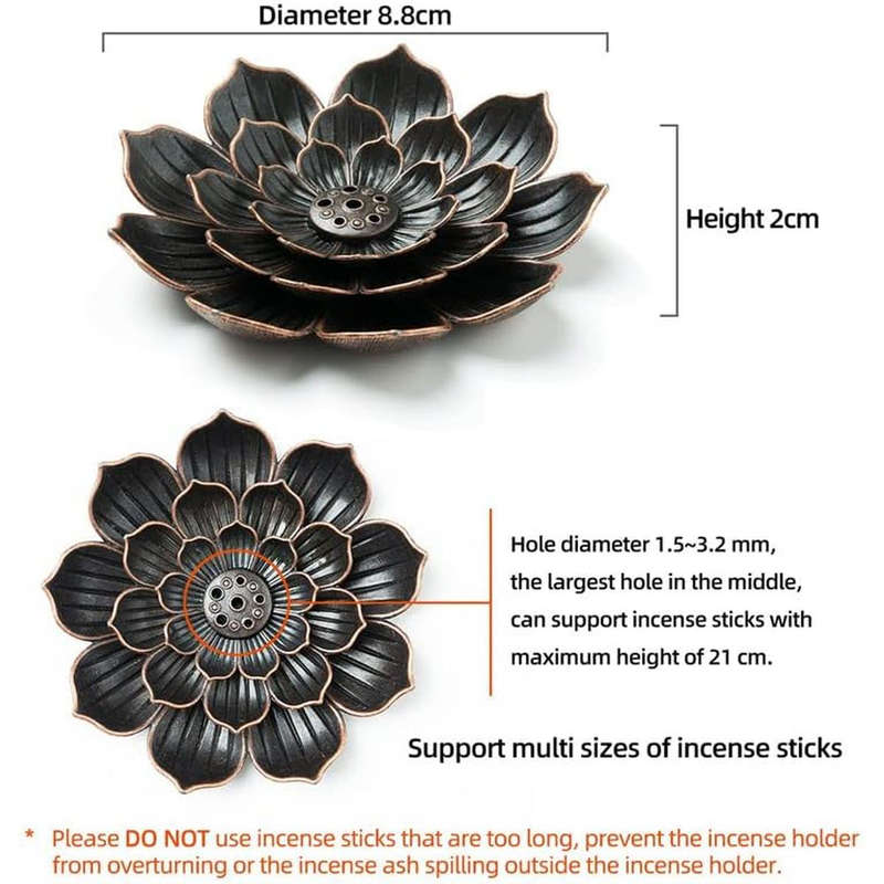Brass Lotus Incense Holder For Sticks With Ash Catcher Anti-Ash Burner Gift