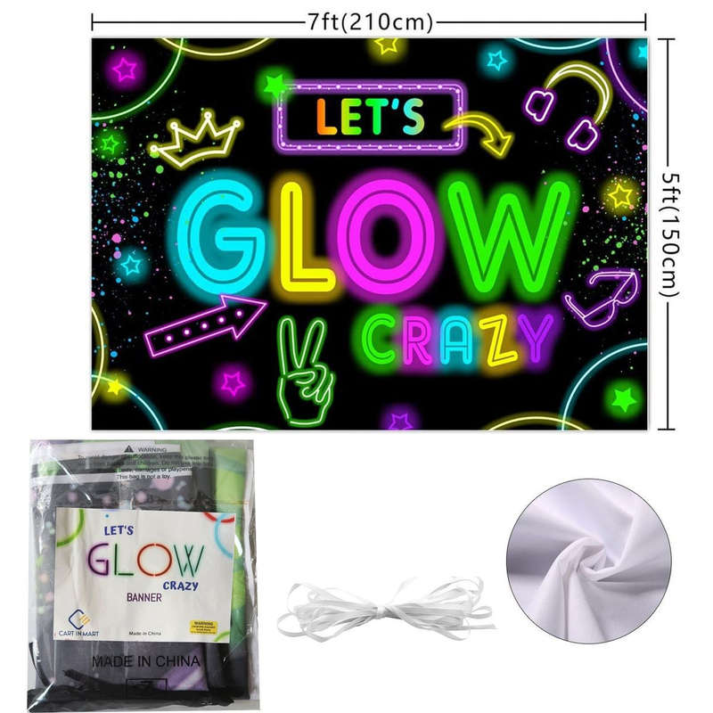 Glow In The Dark Party Decoration Banner Neon Photo Backdrop-2.1x1.5m