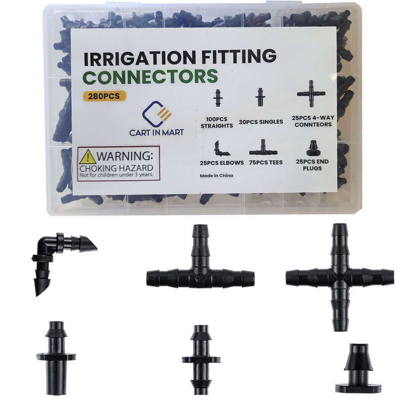 280 Piece Barbed Connectors Drip Irrigation Fittings Parts Kit