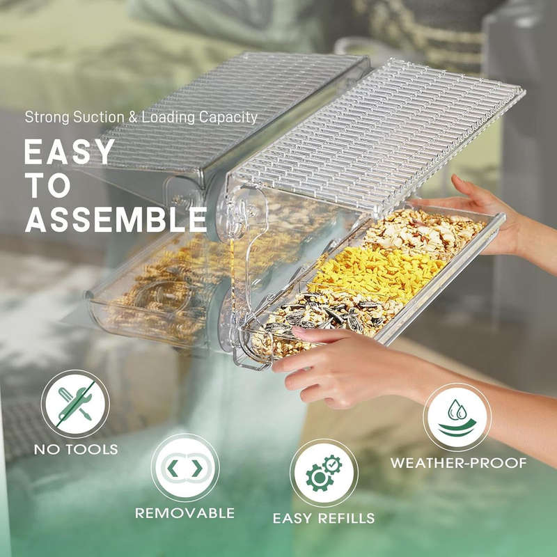 Clear Window Bird Feeder for Outside With Self Adhesive Hooks Garden Decor
