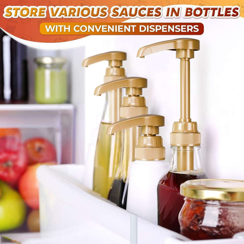 6-Pack Gold Squirt Coffee Syrup Pump Dispenser Kitchen Bar Bottles-750ml