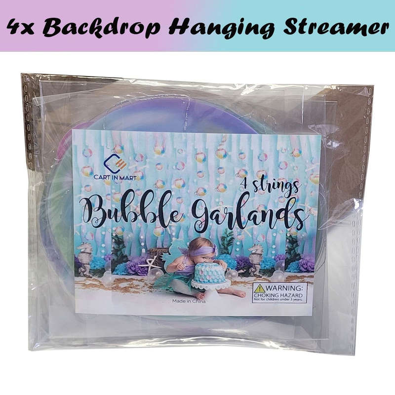 4 Pack Mermaid Party Decoration Transparent Hanging Streamer Bubble Garland