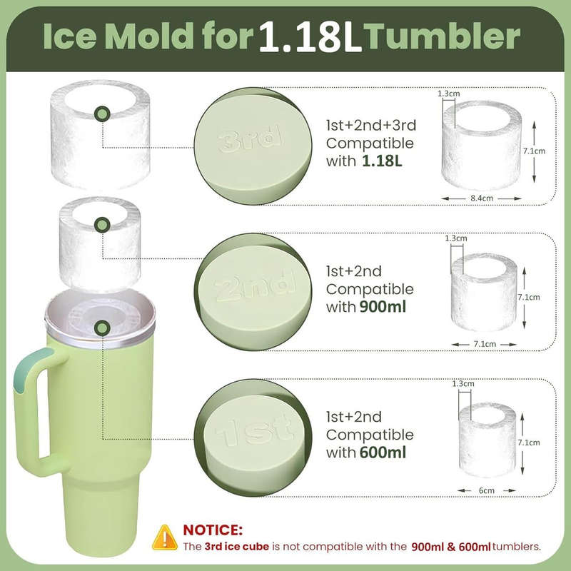 Silicone Ice Cube Tray For Tumbler Cup With Lid & Bin Mold Maker-Large