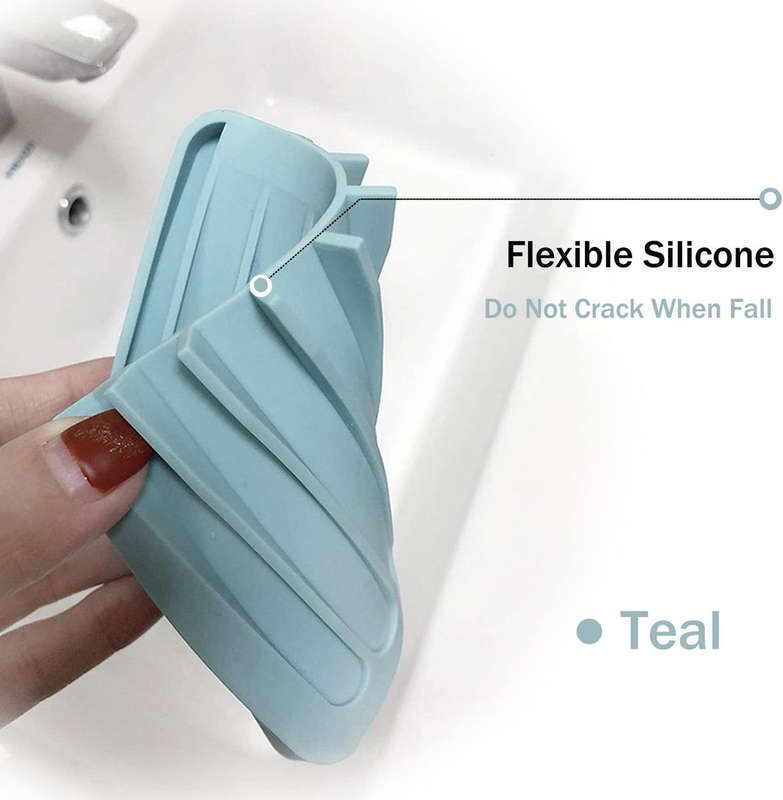 3 Piece Self Draining Premium Silicone Soap Holder Dish For Bathroom Kitchen
