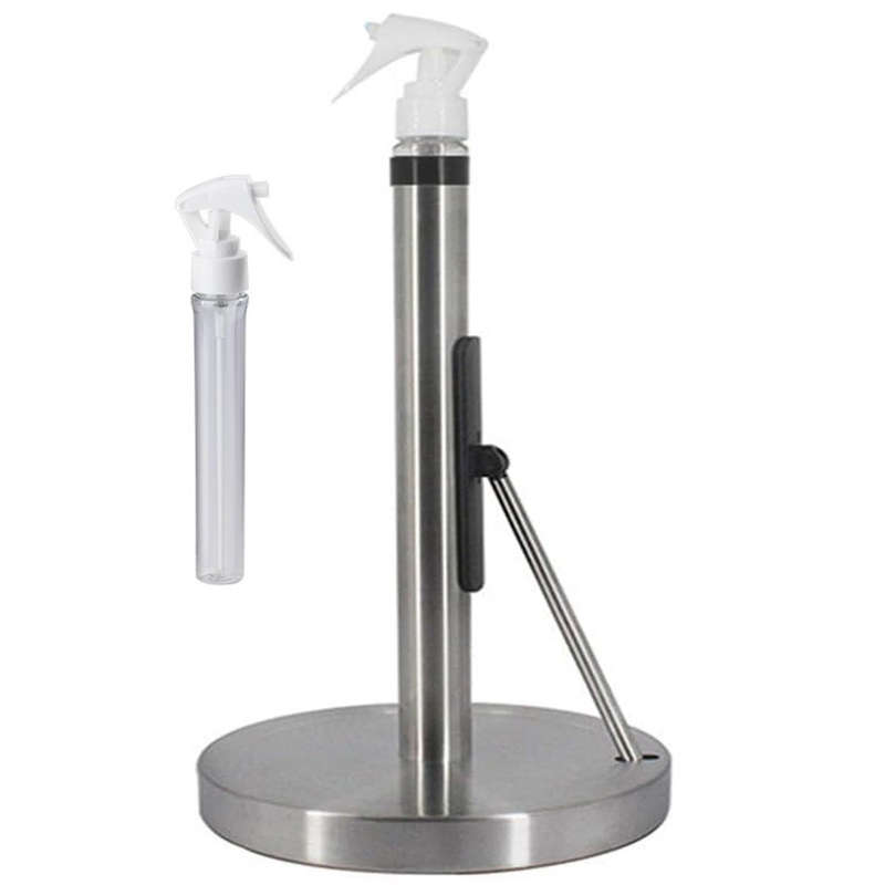 Kitchen Paper Towel Holder Stainless Steel With Sprayer,Arm & Weighted Base