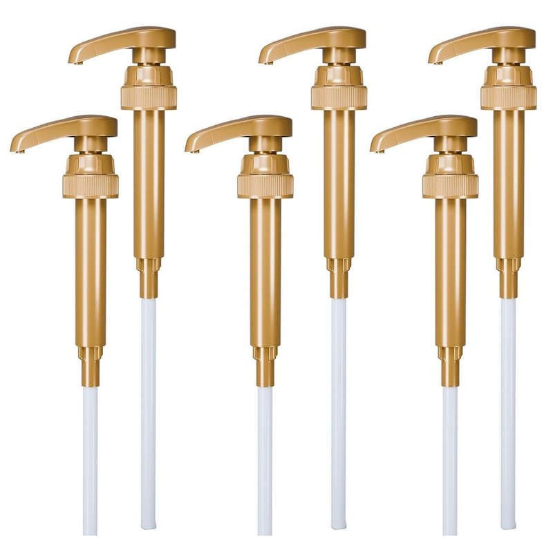 6-Pack Gold Squirt Coffee Syrup Pump Dispenser Kitchen Bar Bottles-750ml