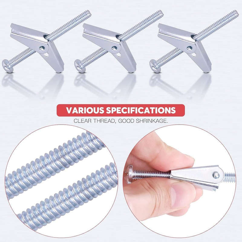 28 Piece Toggle Bolts & Nut Kit Drywall Butterfly Anchors- 3 Size 3,6,5mm