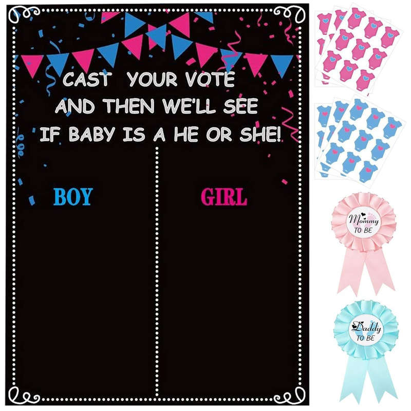 57 Piece Voting Gender Reveal Games & Baby Shower Party Decorations- Large