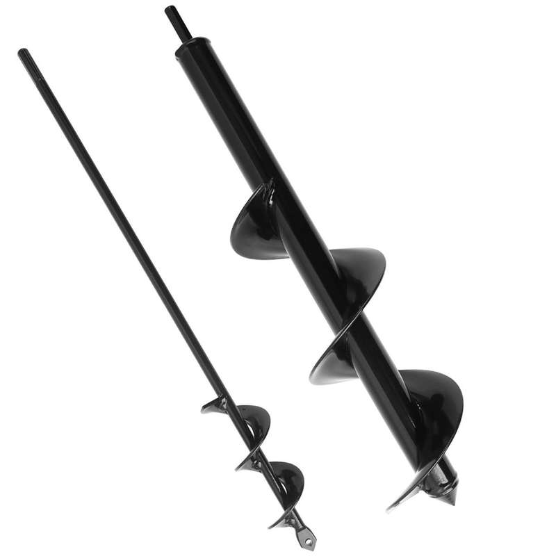 2 Piece Spiral Auger Drill Bit For Planting Garden Hole-44.5x7.6 & 44.5x4cm