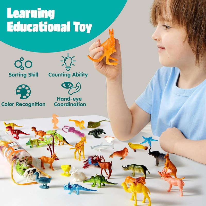 Small Animal Figures Toys Party Favor- Sea, Zoo, Farm,Dino, Insect - 75 Piece