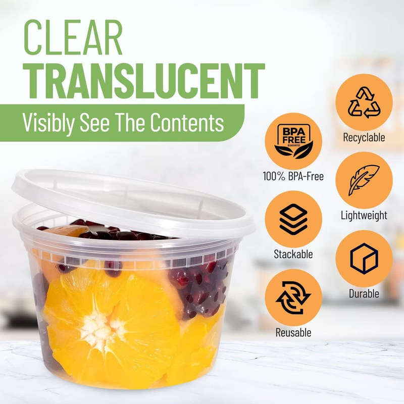 50-Pack Deli Food Storage Containers With Lids For Soup,Meal Prep-475ml