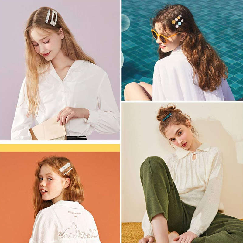 Pearls Resin Hair Clips and Barrettes Hairpins Accessories For Girls - 28 Piece