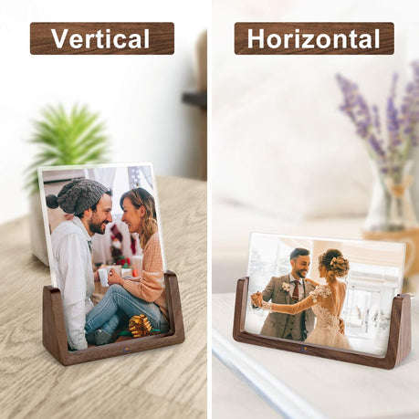 2 Pack Photo 5x7" Horizontal & Vertical Family Picture Frames-Walnut Wood