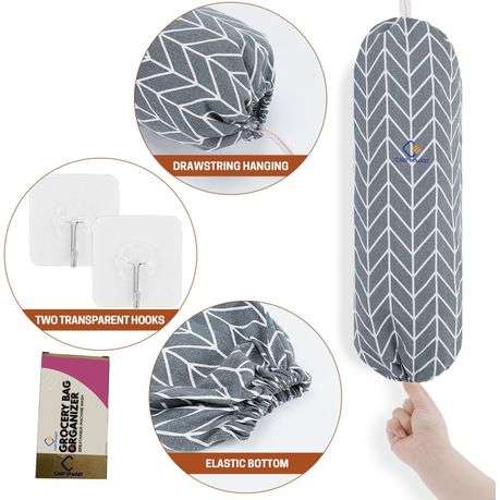 2 Piece Plastic Bag Holder Wall Mount Grocery Bag Storage Organiser Reusable