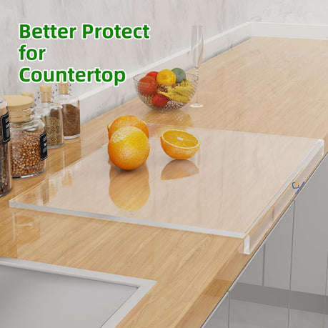 Clear Acrylic Cutting Board With Counter Lip For Kitchen Non-Slip
