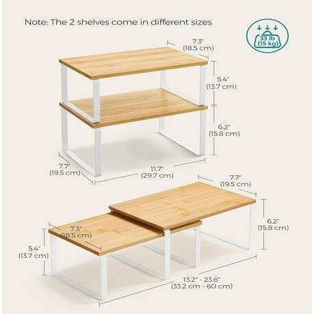 4 Pack Stackable Kitchen Cabinet Organiser Shelf Counter Storage - Multipurpose