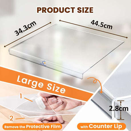 Clear Acrylic Cutting Board With Counter Lip For Kitchen Non-Slip