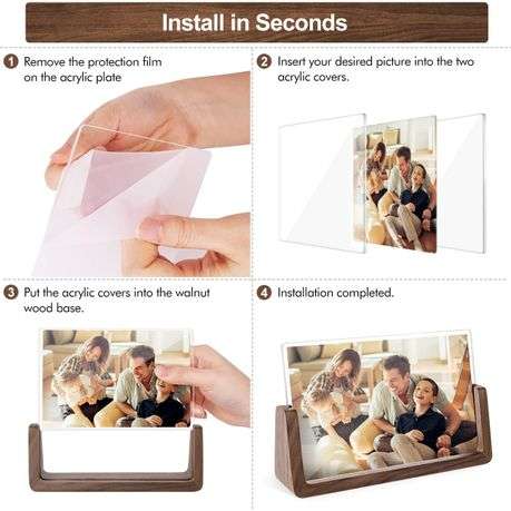 2 Pack Photo 5x7" Horizontal & Vertical Family Picture Frames-Walnut Wood