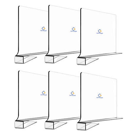 6 Piece Clear Acrylic Shelf Dividers Organiser For Closet Wardrobe Drawer