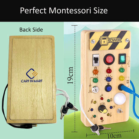Wooden Montessori Educational Toy Sensory Busy Board With LED Light Switch