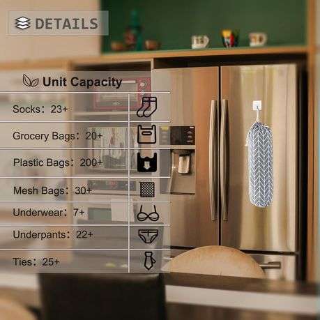 2 Piece Plastic Bag Holder Wall Mount Grocery Bag Storage Organiser Reusable