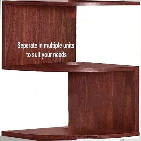 5 Tier Floating Corner Shelves For Wall Hanging Bookshelf Décor - 123cm Long - Deep Walnut - 12...