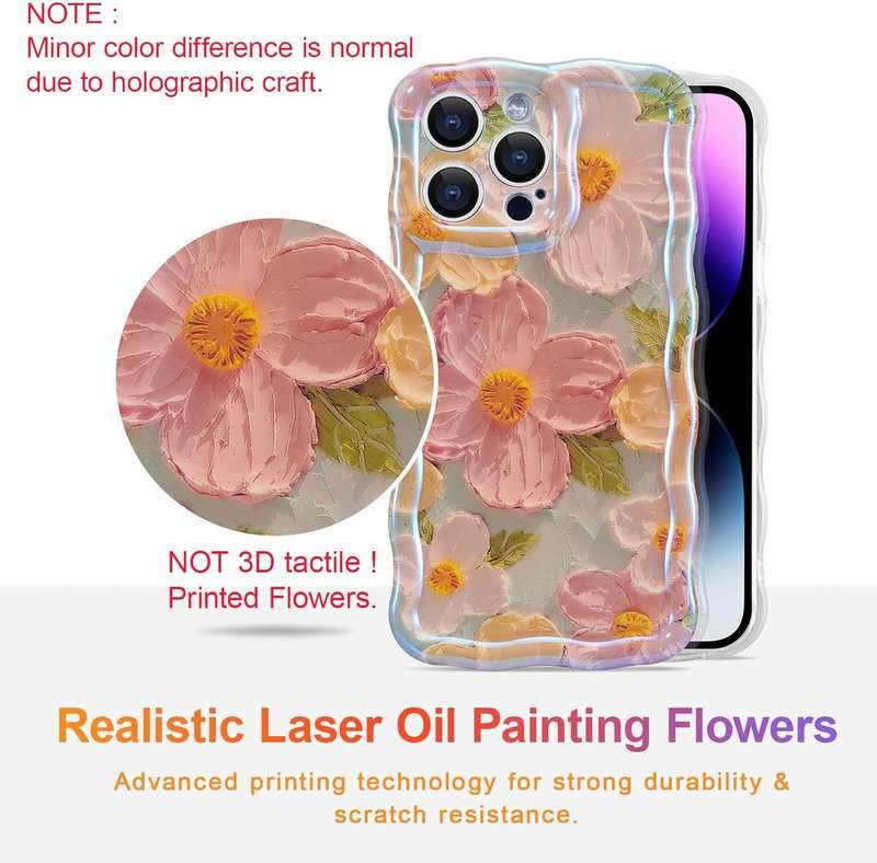 Colorful Glossy Flower Cover for iPhone 15 Pro for Girls / Women