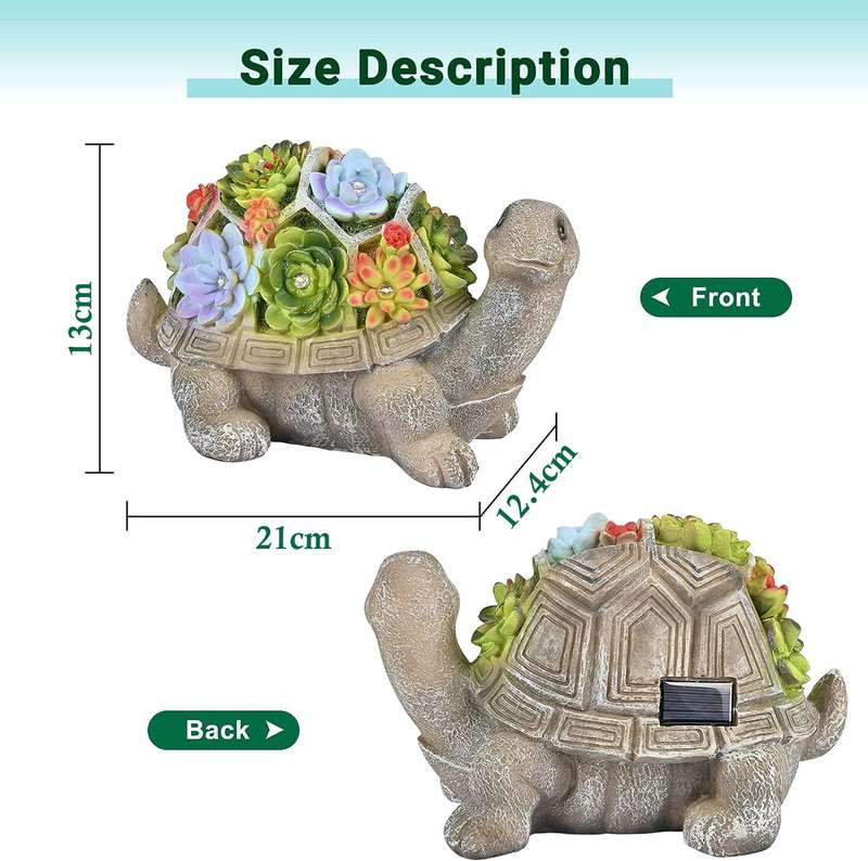 Solar Garden Turtle Statue Tortoise With Lights For Outdoor Patio Yard