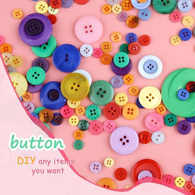1500 Pieces Round Resin Buttons Mixed Color For Crafts Sewing